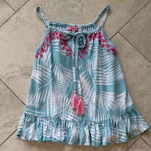 Haven Girl 2pc set  Llama Graphic Tank & Tropical embroidered top sz 7 - Picture 8 of 15